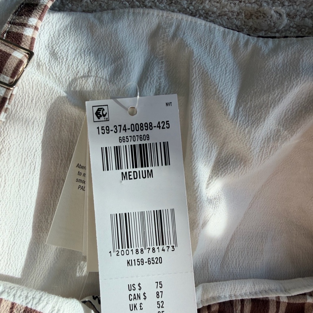 NWT Abercrombie Brown Plaid Mini Dress with Skort - Picture 8 of 8